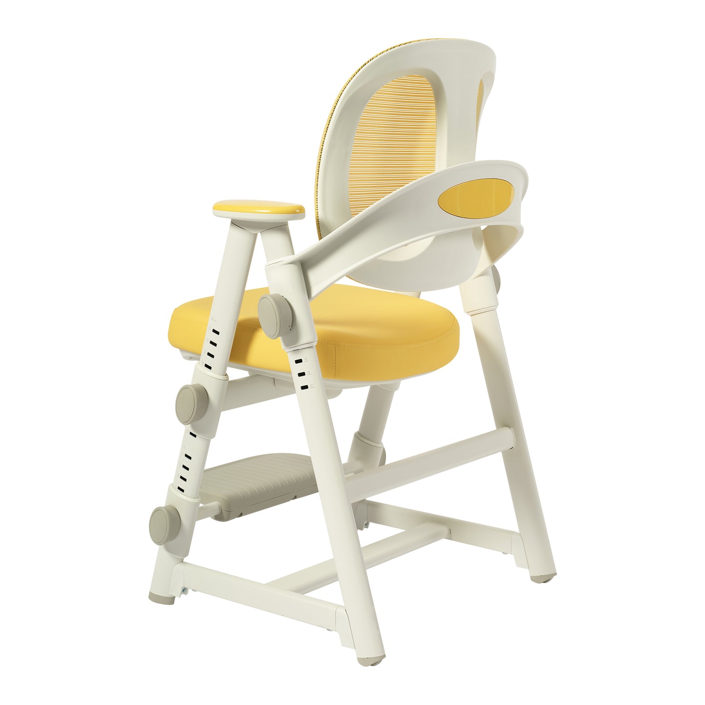 Kids Desk Chair, Height Adjustable Study Chair with Adjustable Back Support, Thick Cushion Seat, Foldable Armrest and Adjustable Footrest