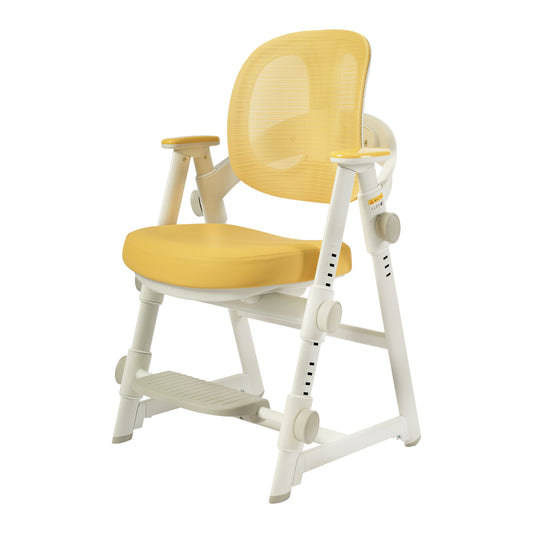 Kids Desk Chair, Height Adjustable Study Chair with Adjustable Back Support, Thick Cushion Seat, Foldable Armrest and Adjustable Footrest